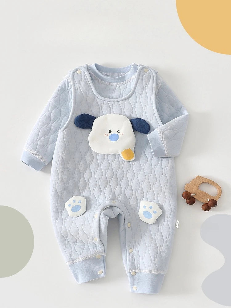 Autumn Newborn Baby Set Long Sleeved Top+overalls 2-piece Set 0-2 Years Old High-quality Cartoon Dog Newborn Outdoor Clothing