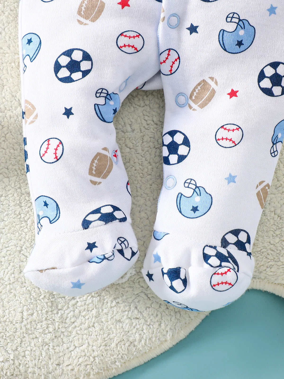 8-Piece Baby Romper Set | 100% Cotton | Soft & Breathable | Blue Cartoon Rugby Design | For 0-9 Months Infants
