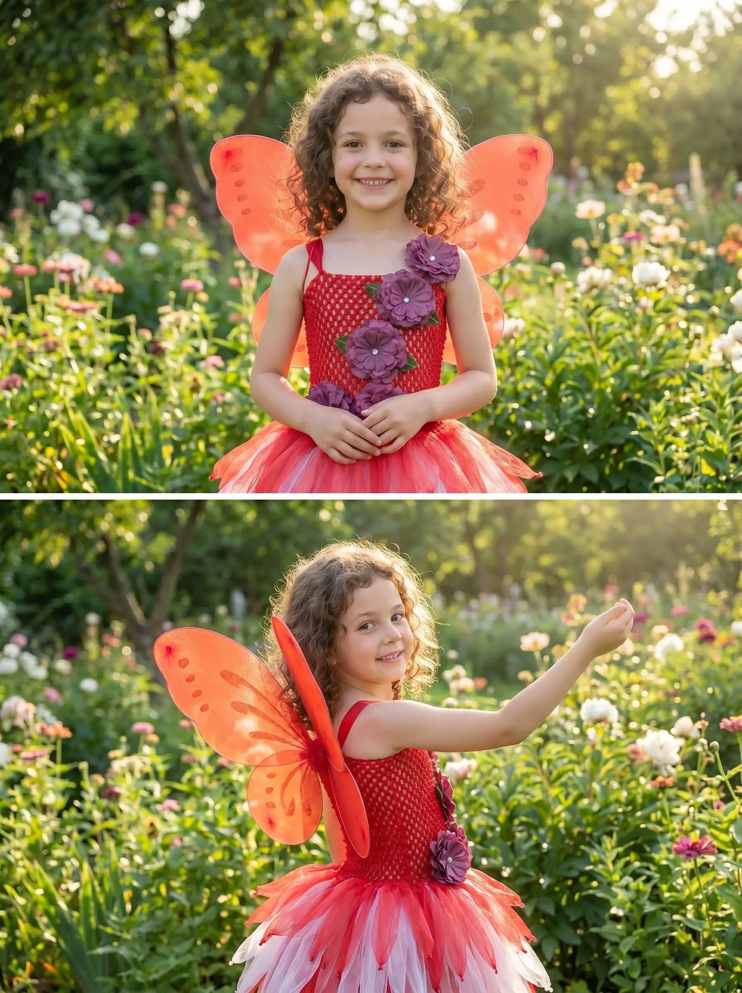 Girls Fairy Costume Princess Dress Kids Butterfly Wing Outfit Tulle Dress Halloween Birthday Party Fancy Dress Carnival Pageant