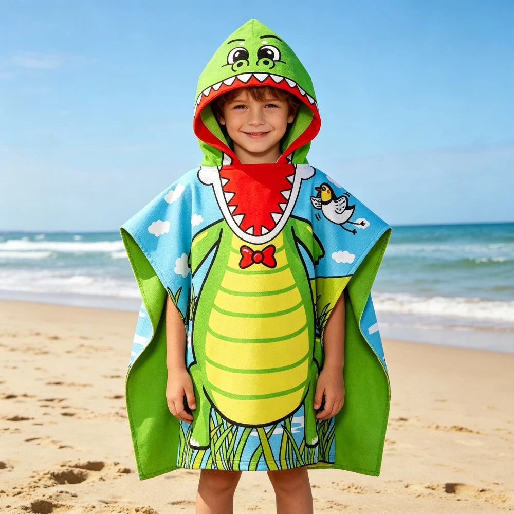 Children Bathing Stuff Kids Hooded Cape Towel Boy Cartoon Bathrobe Baby Swimming Towel Girls Unicorn Beach Towel Wrap Blanket