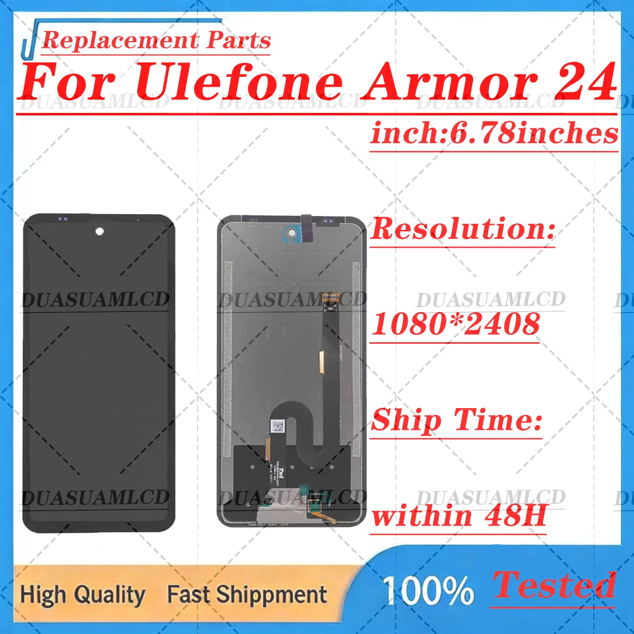 For Ulefone Armor 24 LCD Display Touch Screen Digitizer Assembly, 6.78' FHD+ 120Hz IPS Smartphone Screen Replacement