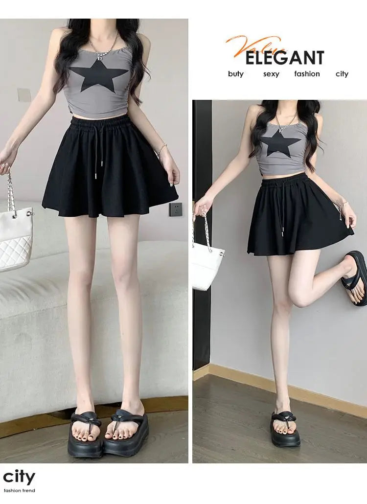 2026 High Waist Wide Leg Sports Shorts Women's Summer New Loose Fit A-Line Shorts Casual Versatile Comfortable Short Pants