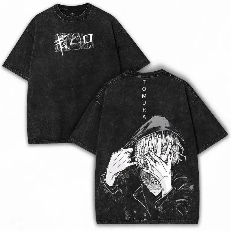 Manga My Hero Academia Shigaraki Tomura Printed Tee Men Oversized Clothing Cotton T-shirt Vintage Washed T Shirt Harajuku Tshirt