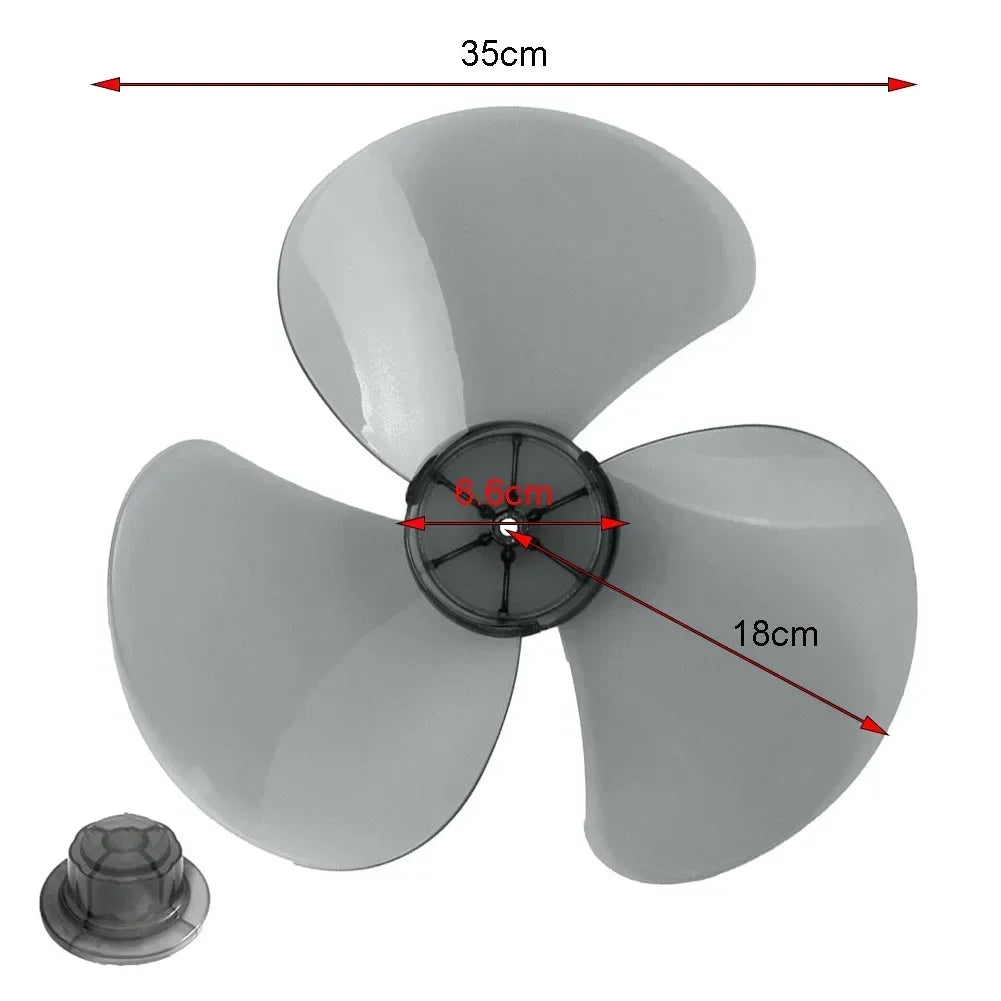 35cm Plastic Fan Blade Three Leaves Electric Fan Accessories With Nut Cover For Standing Pedestal Floor Wall / Table Fanner