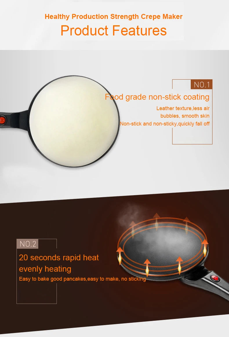 110V/220V Electric Crepe Maker Pie Baking Pan Non-stick Pancake Cooking Machine Chinese Spring Roll Pizza Griddle Cooker EU US
