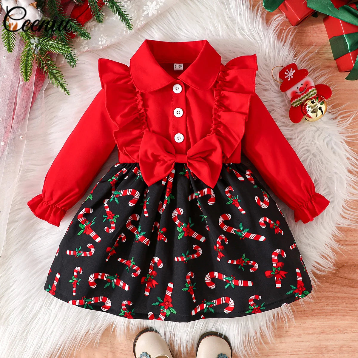 Baby Dress For New Year Green Tree Print Xmas Christmas Dress For Newborns Toddler My First New Year Girls Costumes