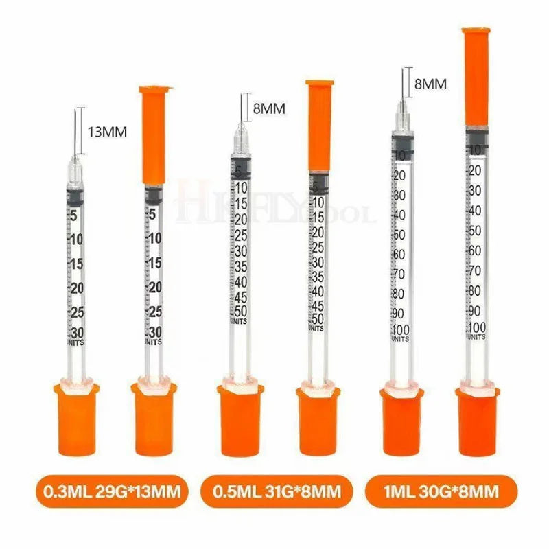 100Pcs 0.3ml/0.5ml/1ml Sterile Individually Syringe 29Gx13mm 31G 8mm 6mm needles for Pet Veterinary Lab Industrial Dispensing