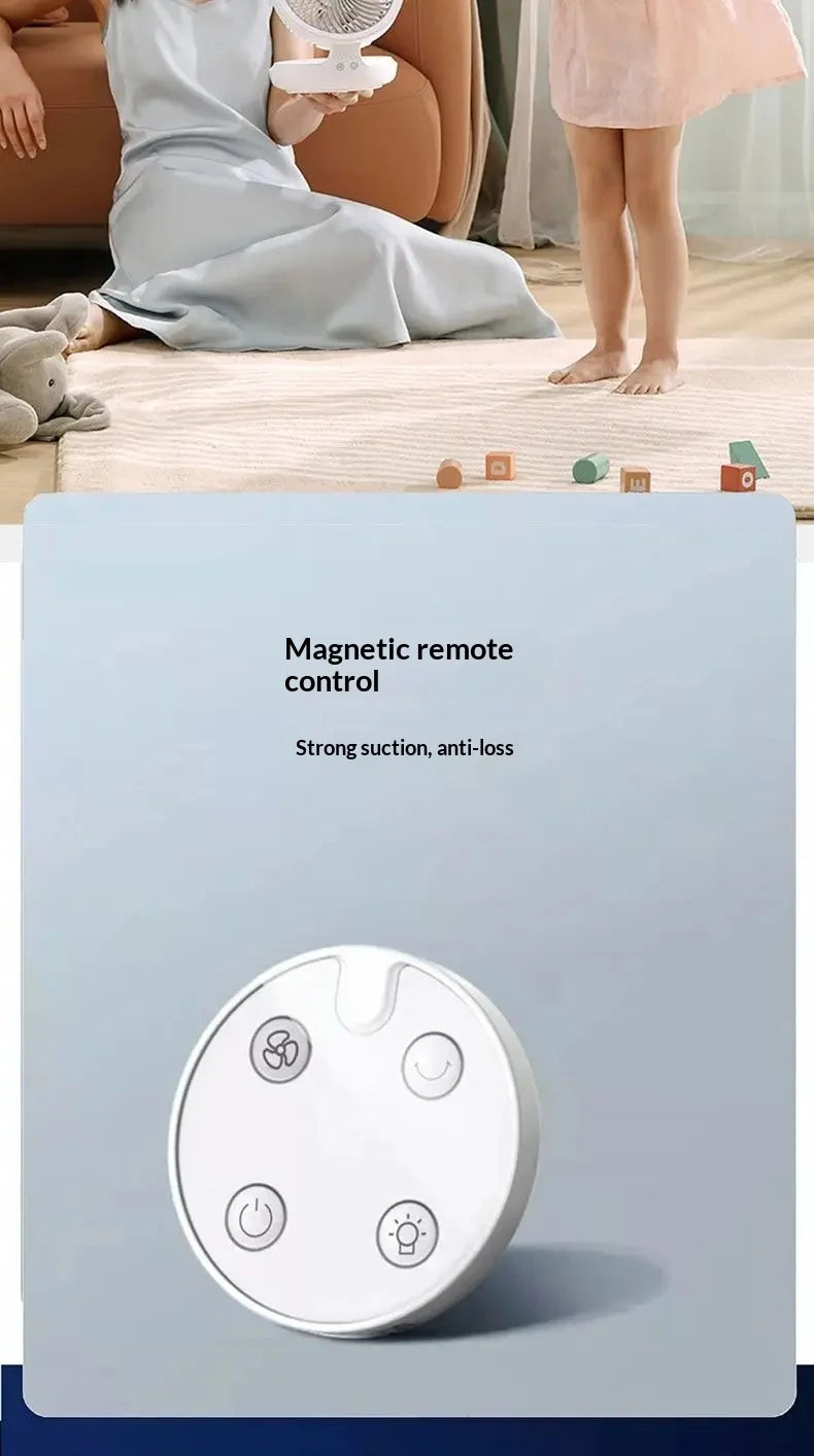 Edon Air Circulation Fan Wireless Suspended USB Rechargeable Night Light Touch Control 4 Wind Speed Folding Electric Fan