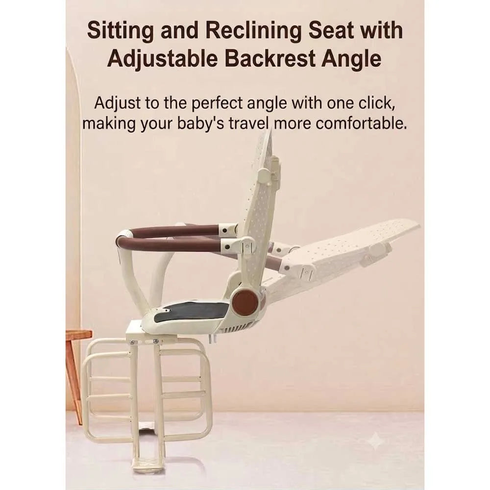 Universal Bicycle Child Seat Foldable Baby Carrier with Adjustable Backrest Breathable Cushion 3-Point Safety Belt