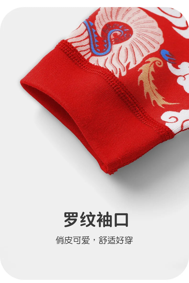 【Youqi】Chinese Baby Romper Autumn Style Full-Month Baby Red New Year Pure Cotton Jumpsuit Festive Hundred-Day Birthday Outfit