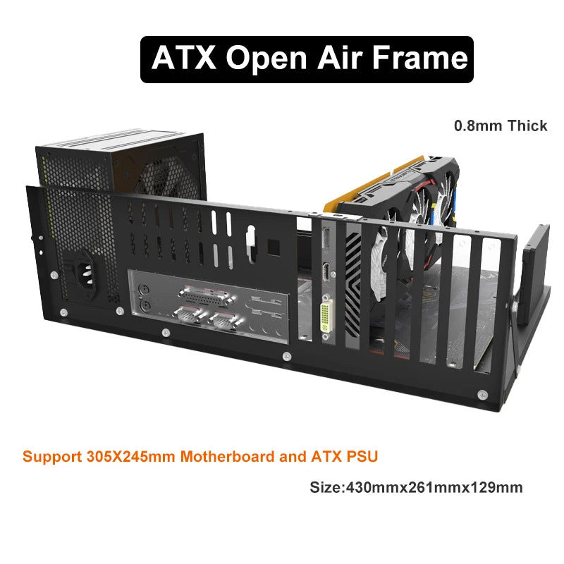 DIY PC Test Bench Open Chassis Rack for ATX/M-ATX/ITX Motherboards Solid Open Air Simple Rack DIY Computer Case Easy to Assemble