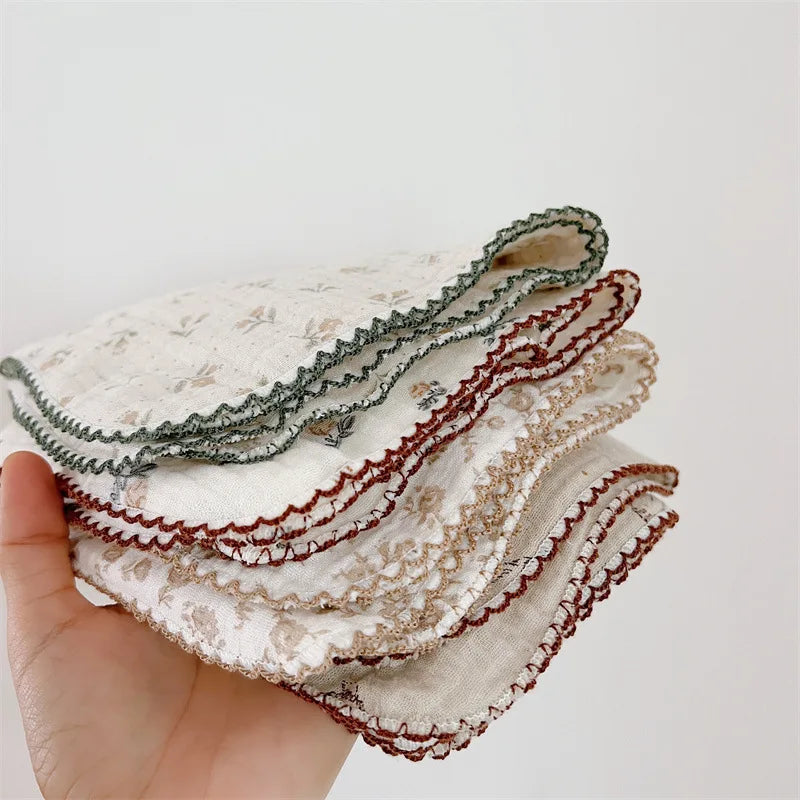 4Pcs Printing Towel Baby Face cloth Bath Towel Handkerchief Cotton Burp Cloth Soft Absorbent Gauze Kindergarten Washcloth 30cm