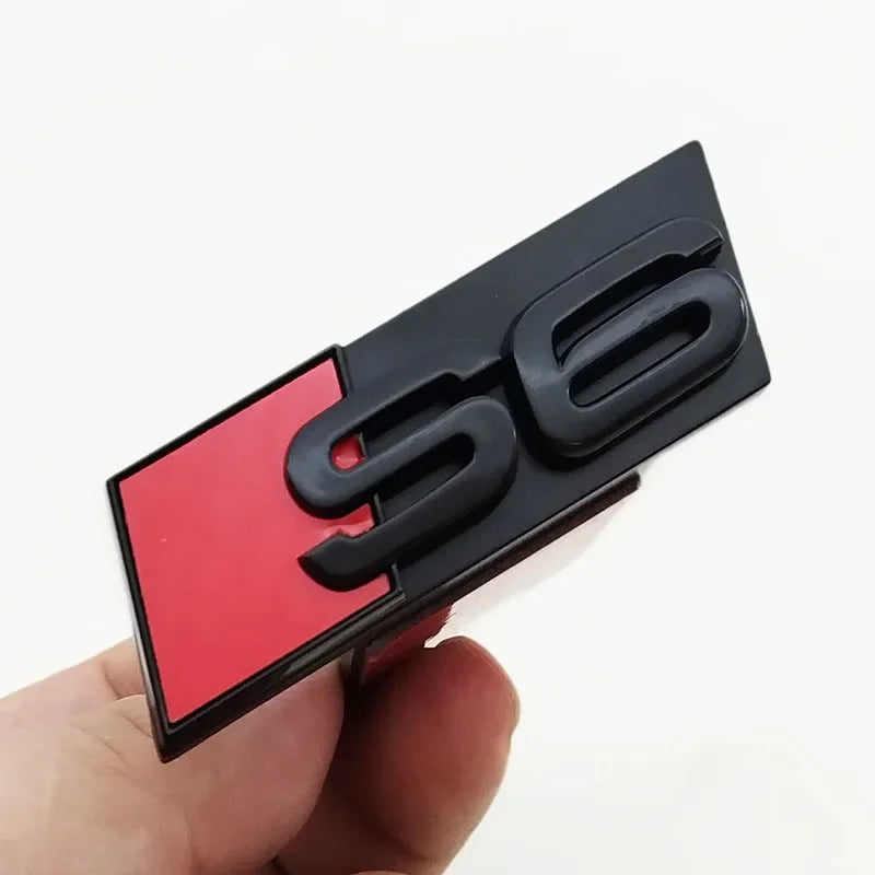 1pcs ABS Car Front Grill Badge For Audi S 3 4 5 6 7 8 Auto Styling caR Sticker Chrome Black Logo S3 S4 S5 S6 S7 S8 Emblem