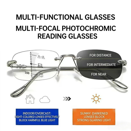 Intelligent photochromic automatic zoom progressive multi focus anti blue light reading reading reading presbyopia glasses for b