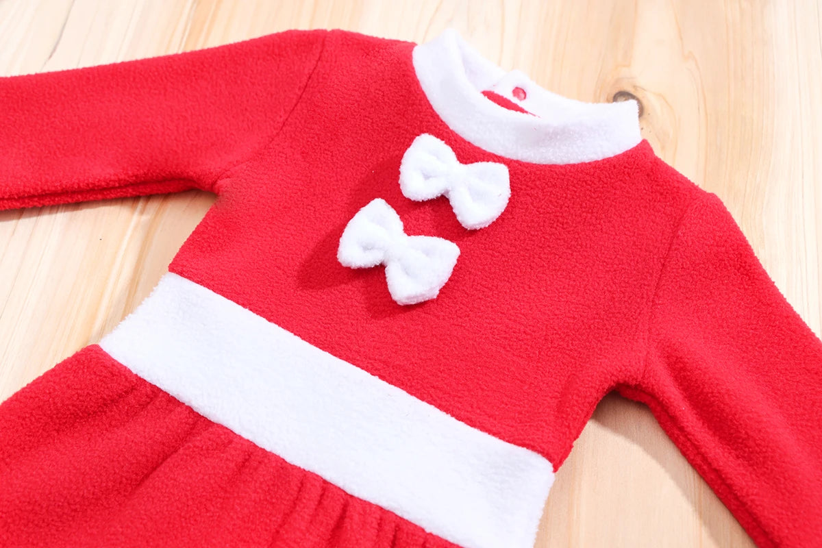 IURNXB Infant Baby Girl Dress with Hat Socks Christmas Outfits 3pc Set Cute Santa Claus Long Sleeve Princess Skirt Dresses 0-18M
