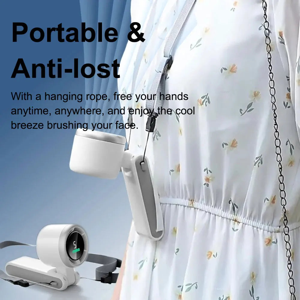 Portable Handheld Electric Fan 5 Speeds Adjustable Turbo 3600MAH Battery Fans LED Display Rechargeable Ice Cooling Personal Fan