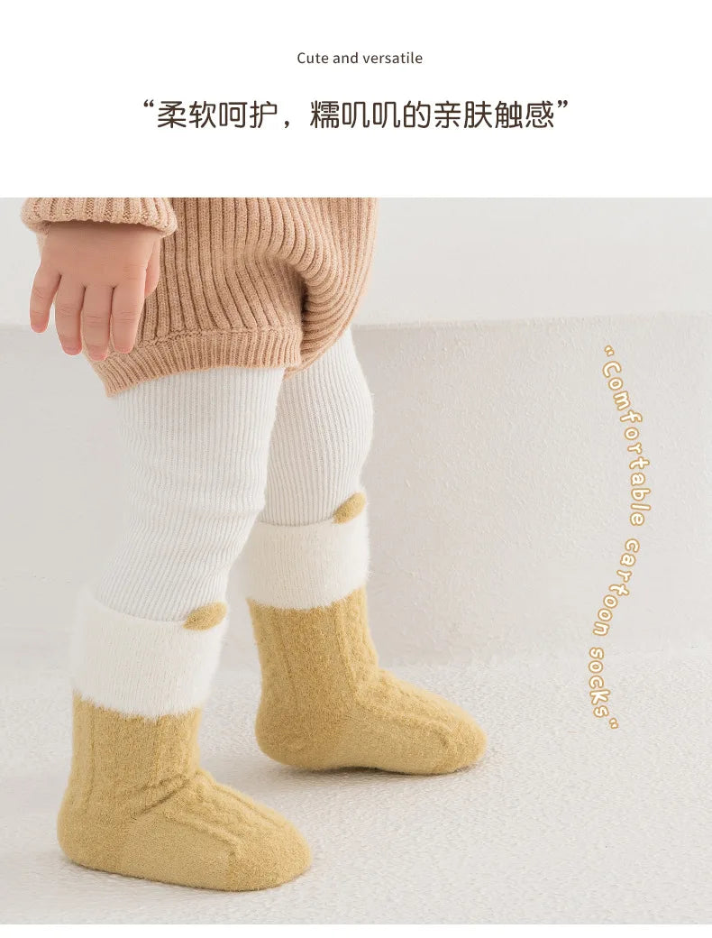 Autumn Winter Baby Socks Fleece Thickened Newborn Children Socks Warm Mid-Tube Kids Socks For Boys And Girls Baby Clothing Gifts