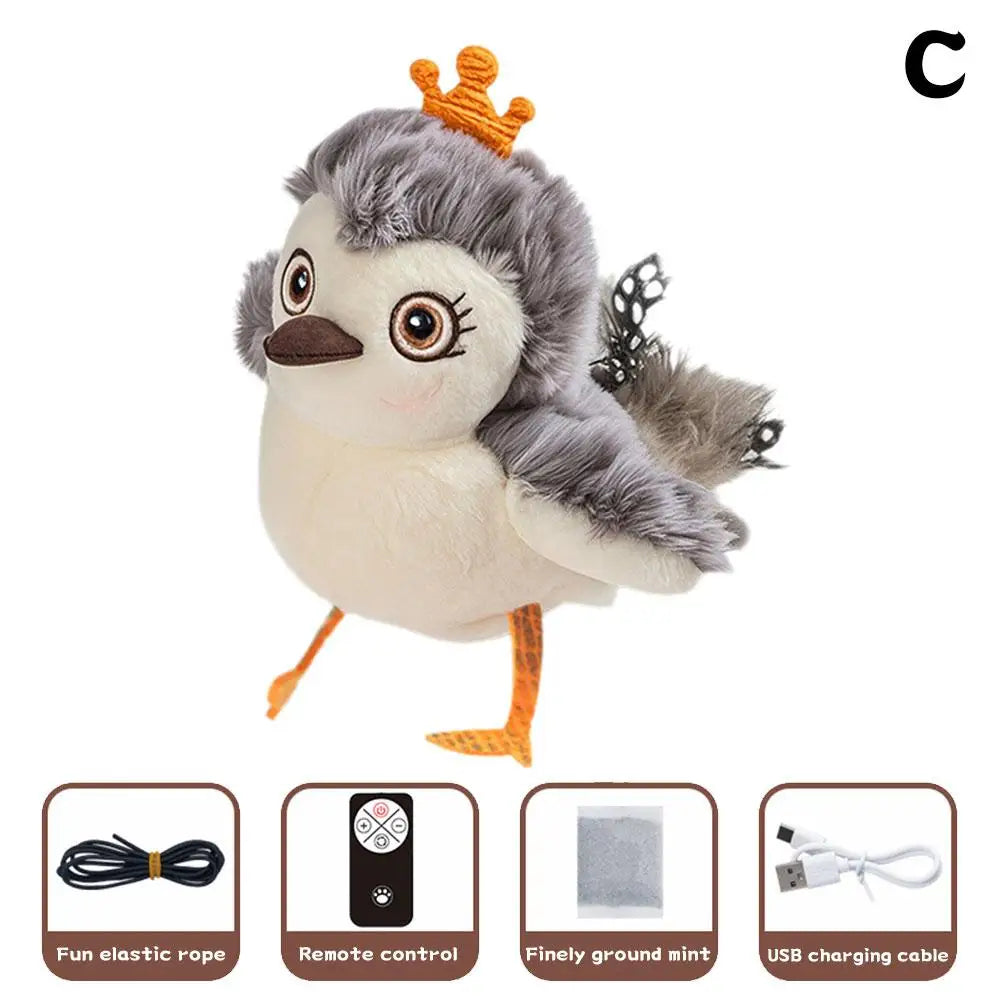 Flappy Bird Interactive Cat Toy Remote Control USB Rechargeable Pet Cat Plush Toy Flapping Bird Toy Stimulate Hunting Instincts