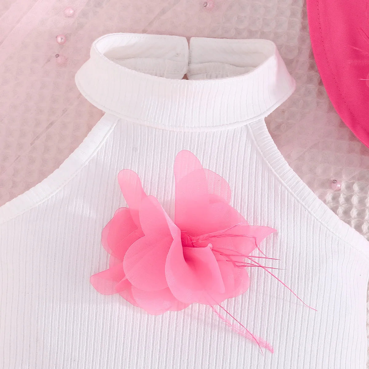 Toddler Girl Outfit Sets Sleeveless Turtleneck Fixed Flower T-shirt+Layered Skirt+Sun Hat Summer 3pcs Sets For Baby Girl Clothes