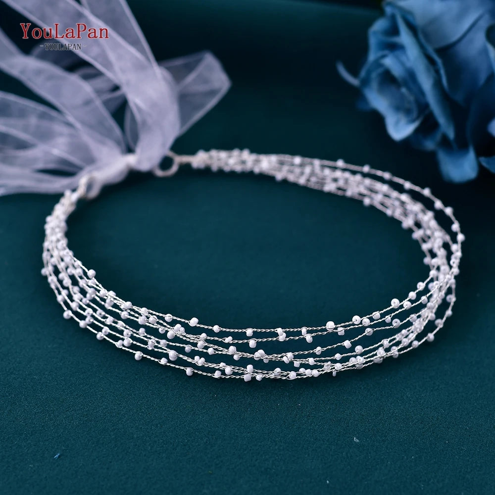 YouLaPan Wedding Rhinestone Sash Belts Pearls Crystal Belt For Girls Bridal Dress Accessories Woman Party Dress Waist Sash SH55
