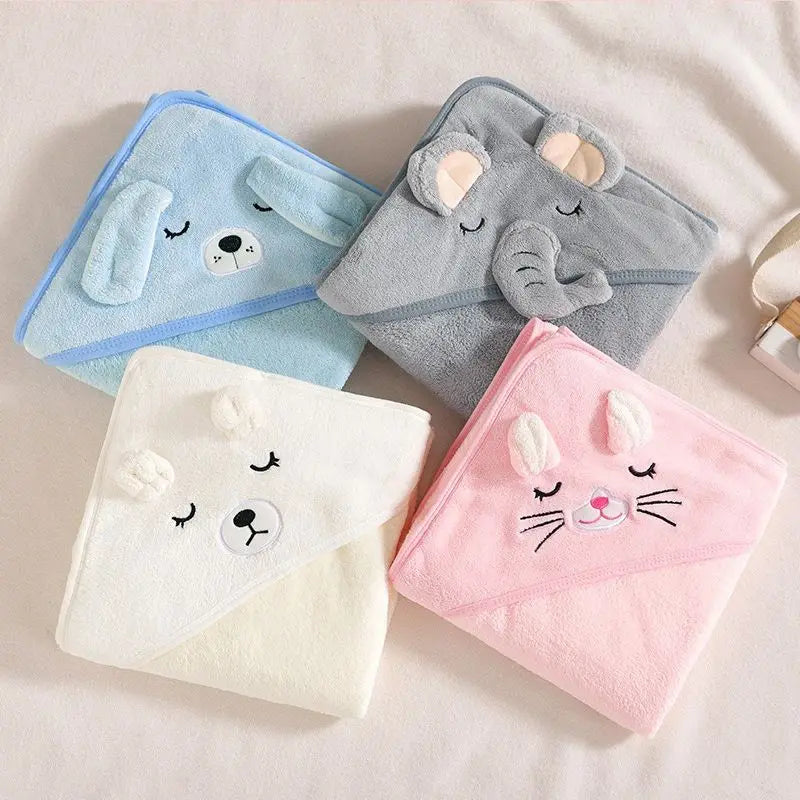 Baby Hooded Towel 31x31 in - Organic Cotton Bath Set, Quick Dry & Absorbent with Animal Design (Baby Shower Gift, 1-Piece Set)