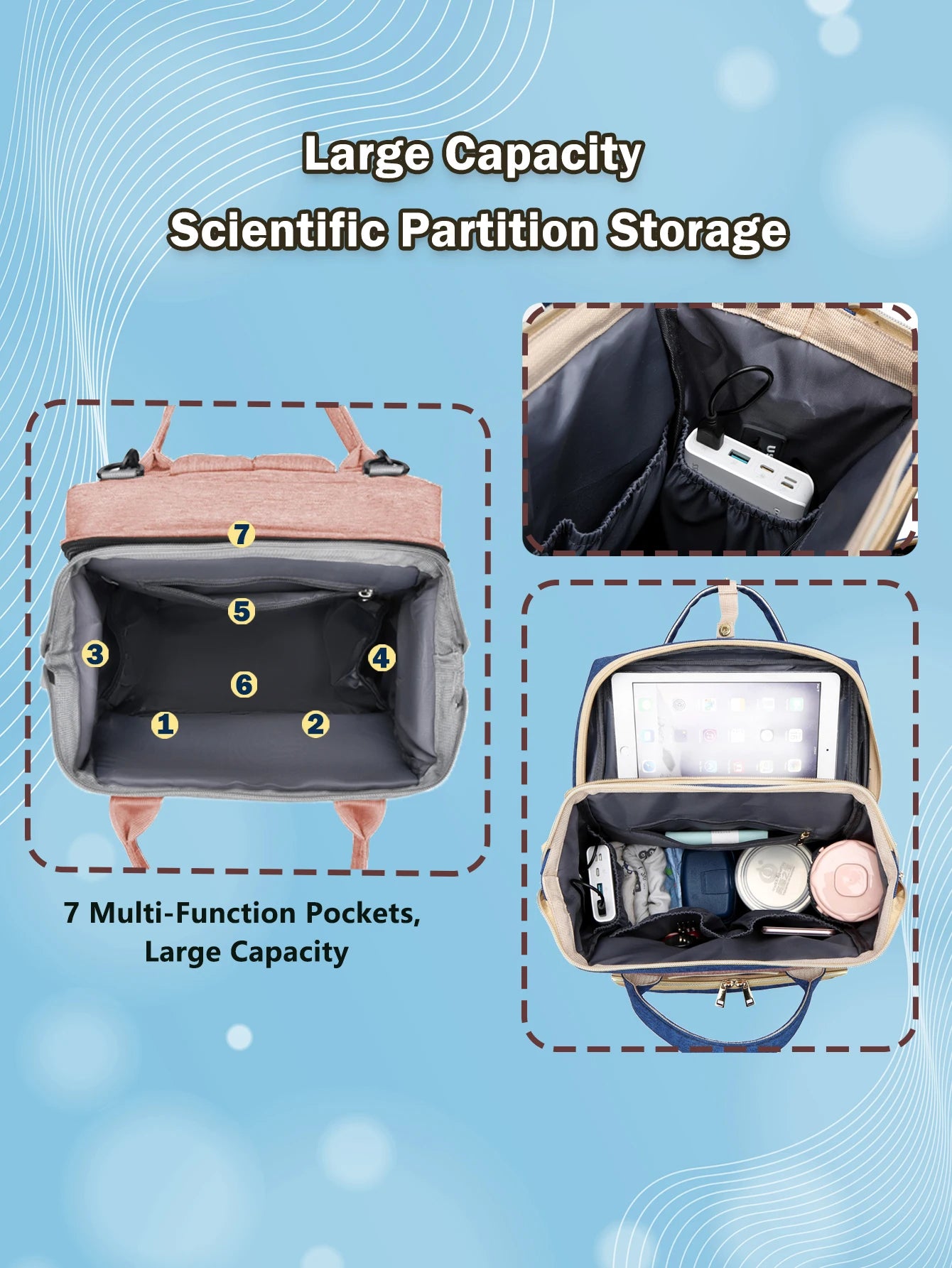 Baby Diaper Bag Backpack, Baby Bags for Boys Girls, Diaper Backpack Bag with a Changing Station, Large Travel Back Pack