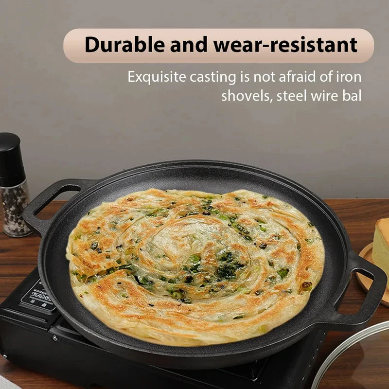 Healthy Cast Iron Cooking Skillet Non Stick Fry Pan Perfect For Steak Omelette Pizza Home Kitchen & Outdoor Camping Grilling