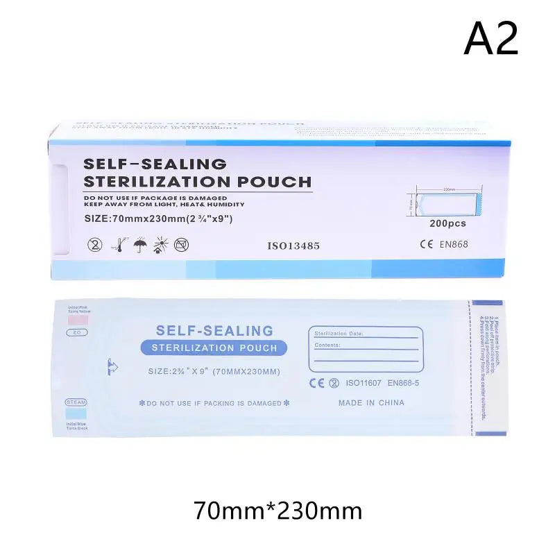 Self Seal Sterilizer Pouches 200PCS Autoclavable for Professional Dental and Tattoo Use