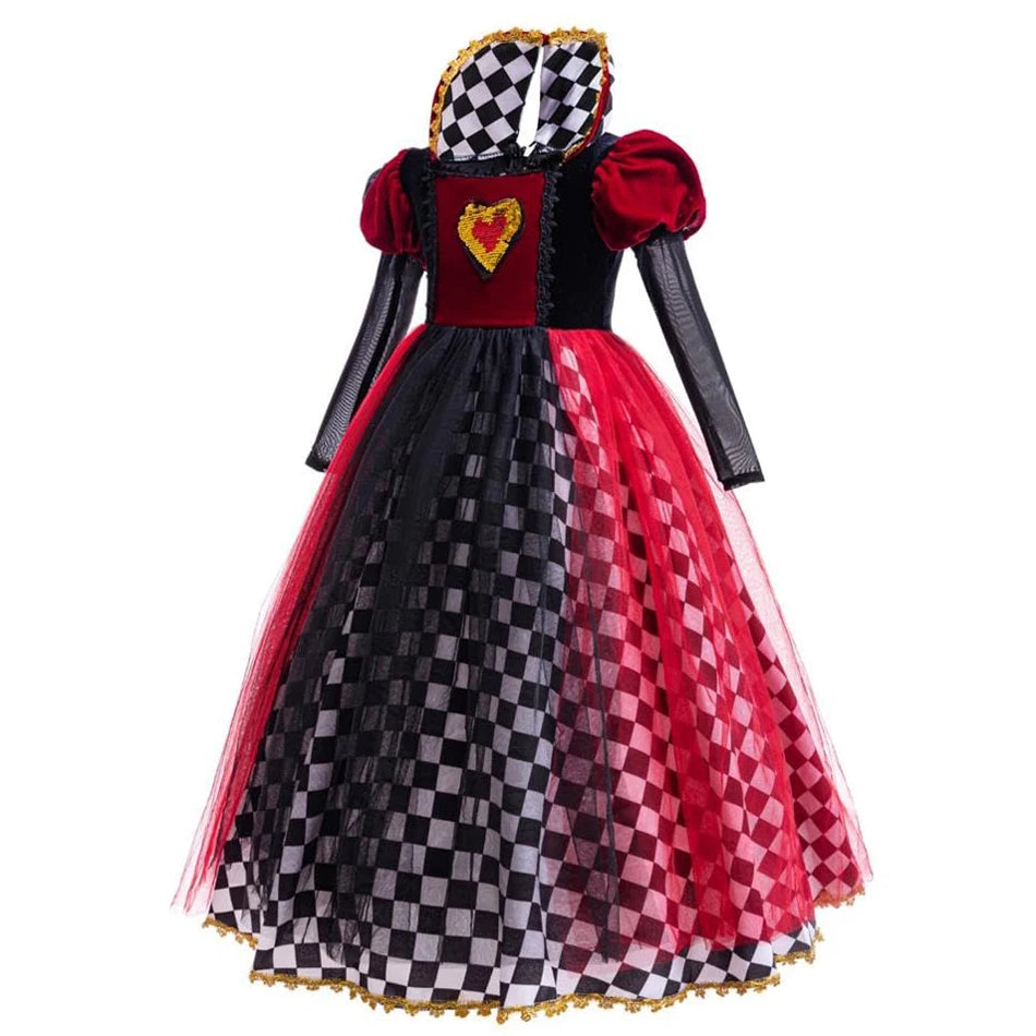 Halloween Red Queen Costume For Girl Alice Movie Cosplay Dress Girls Witch Dress Masquerade Orgy Party Clothes