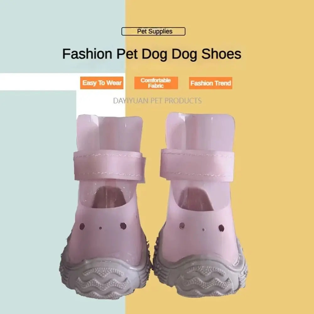 Cute Non-slip Waterproof Pet Shoes Comfortable Adjustable Outdoor Dog Boots Elastic Breathable Pet Rain Shoes Cat Paw Protection