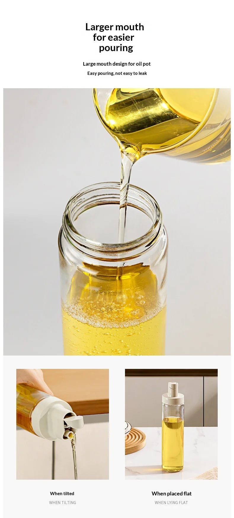 New Household Kitchen Soybean Vinegar Spice Bottle Set Glass Leakproof Aroma Spice Wine Dedicated Non-Hanging Oil Jar