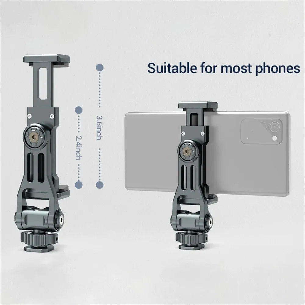 LEAPLIGHT Upgrade Aluminum Phone Tripod Mount Smartphone Holder Adapter W Arca Cold Shoe for iPhone 15 14 13 Phone Mic Light
