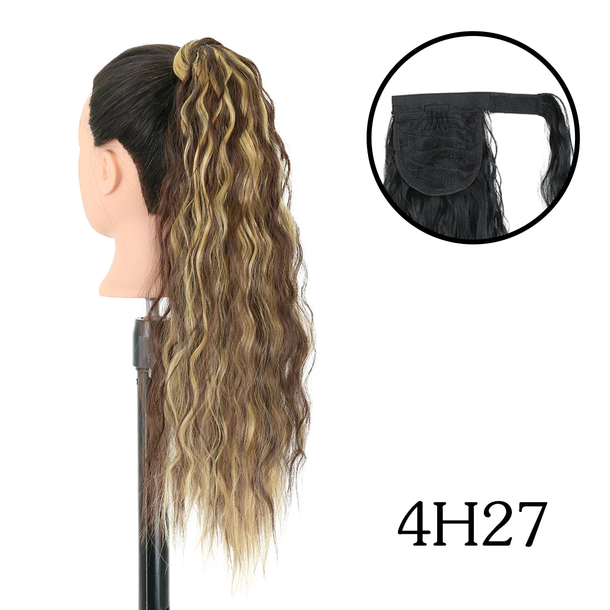 LANSA Synthetic Long Curly Ponytail Natural Puff Wrap Around Clip In Ponytails Hair Extensions Black Brown Ponytail For Women