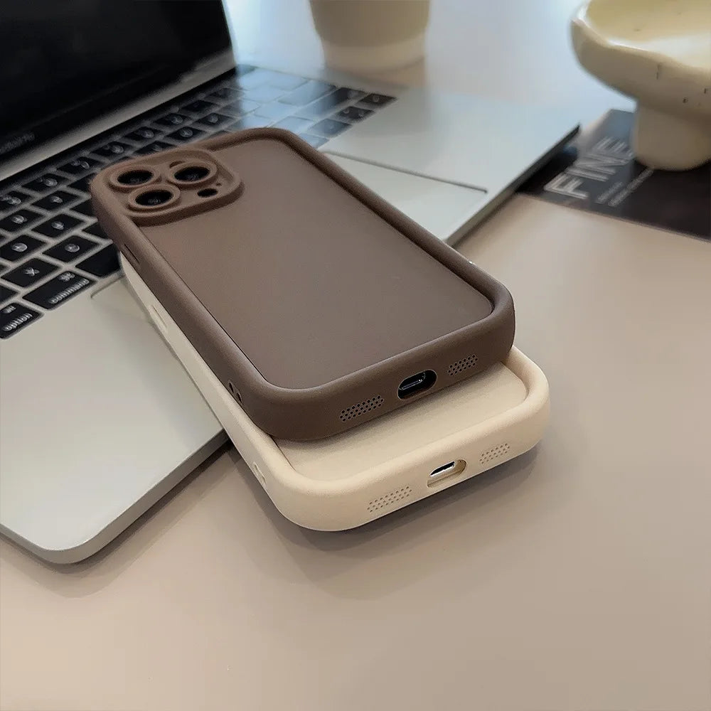 Beige Brown Black Stylish Phone Case for iPhone 15 14 13 12 11 Pro Max Plus 7 8 SE X XR XS Max, Slim Protective Shockproof Cover