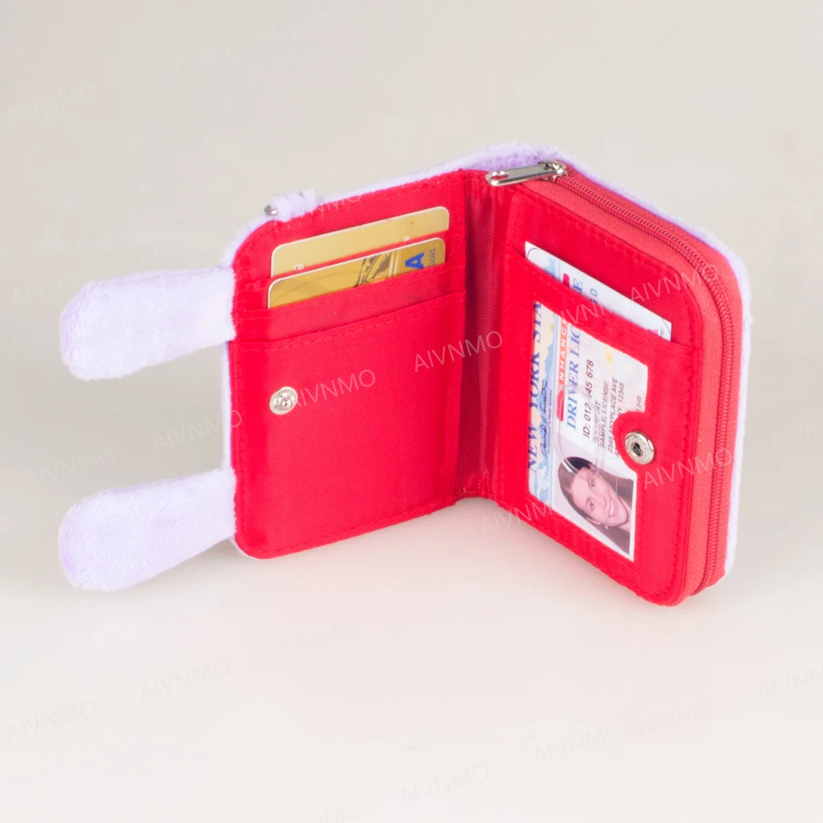 3D High-Quality Plush Tri-Fold Zip Wallet, Fashionable Personalized Card Holder, Coin Purse, ID Window, Stylish and Practical