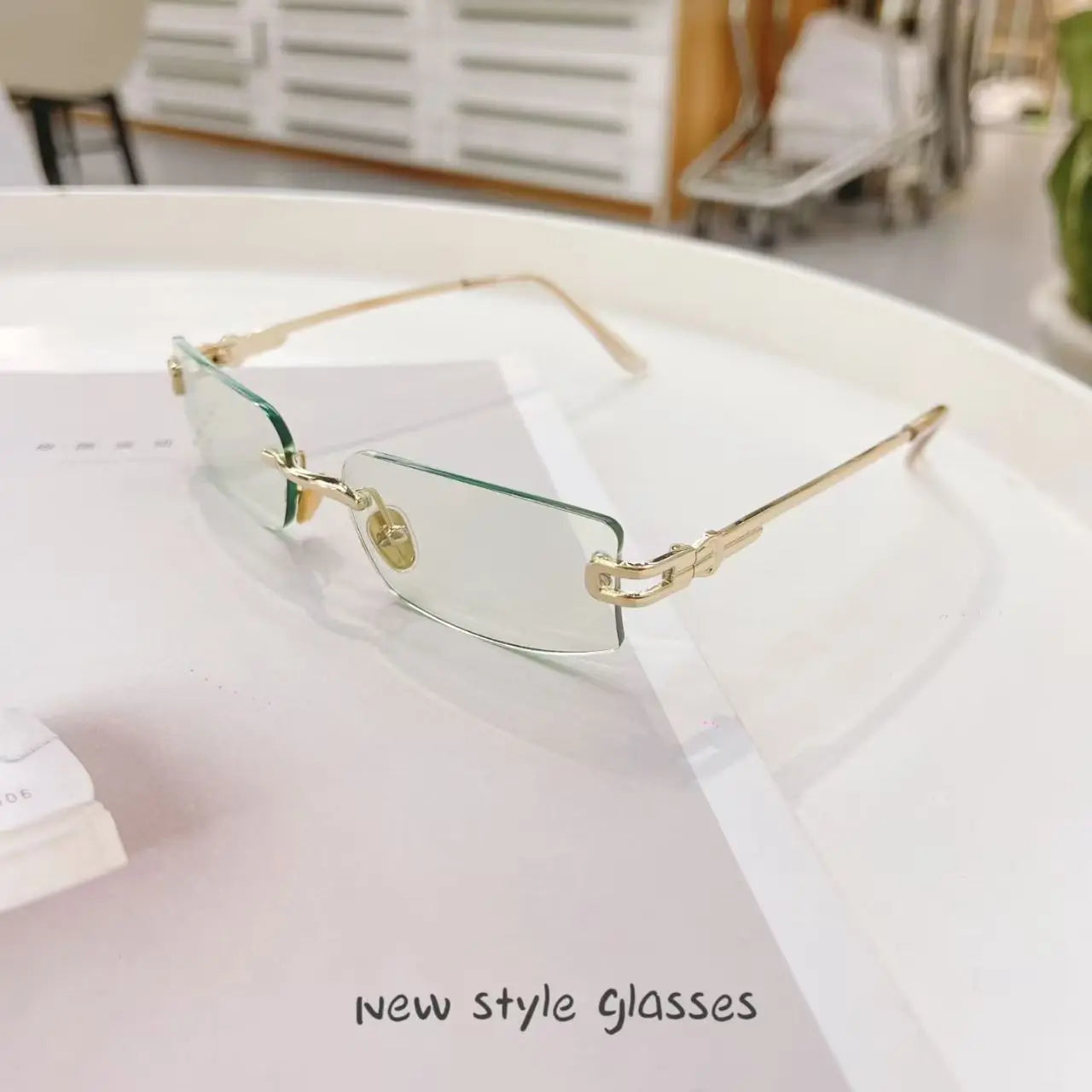 Rectangle Shape Rimless Sunglass Women Fashion Trendy UV Protection Sun Glasses for Man Korean Style Men Sunglasses
