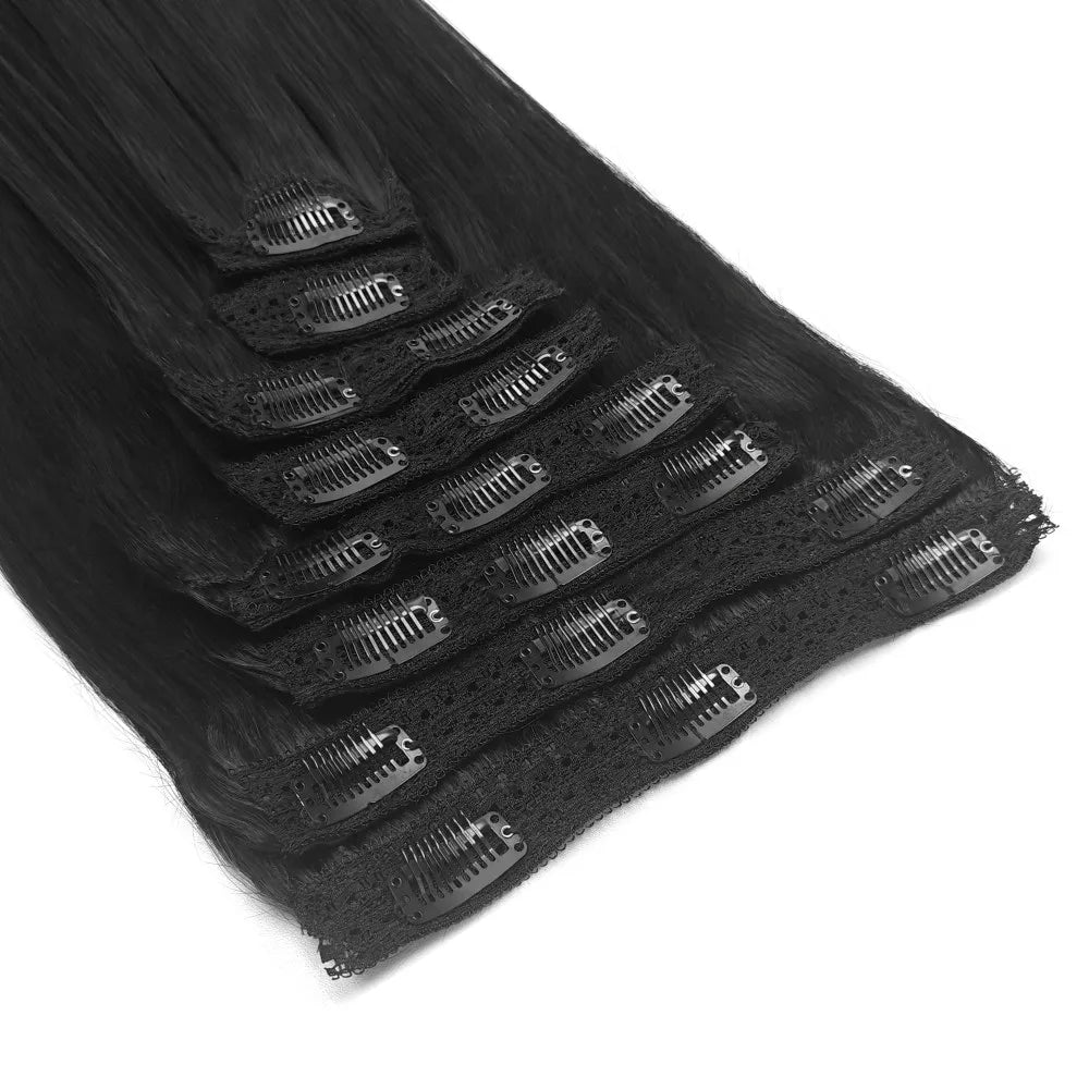 Clip In Hair Extensions Straight 100% Unprocessed Human Hair 8 Pcs/Set Full Head Seamless Brazilian Natural Black Clips ins Hair