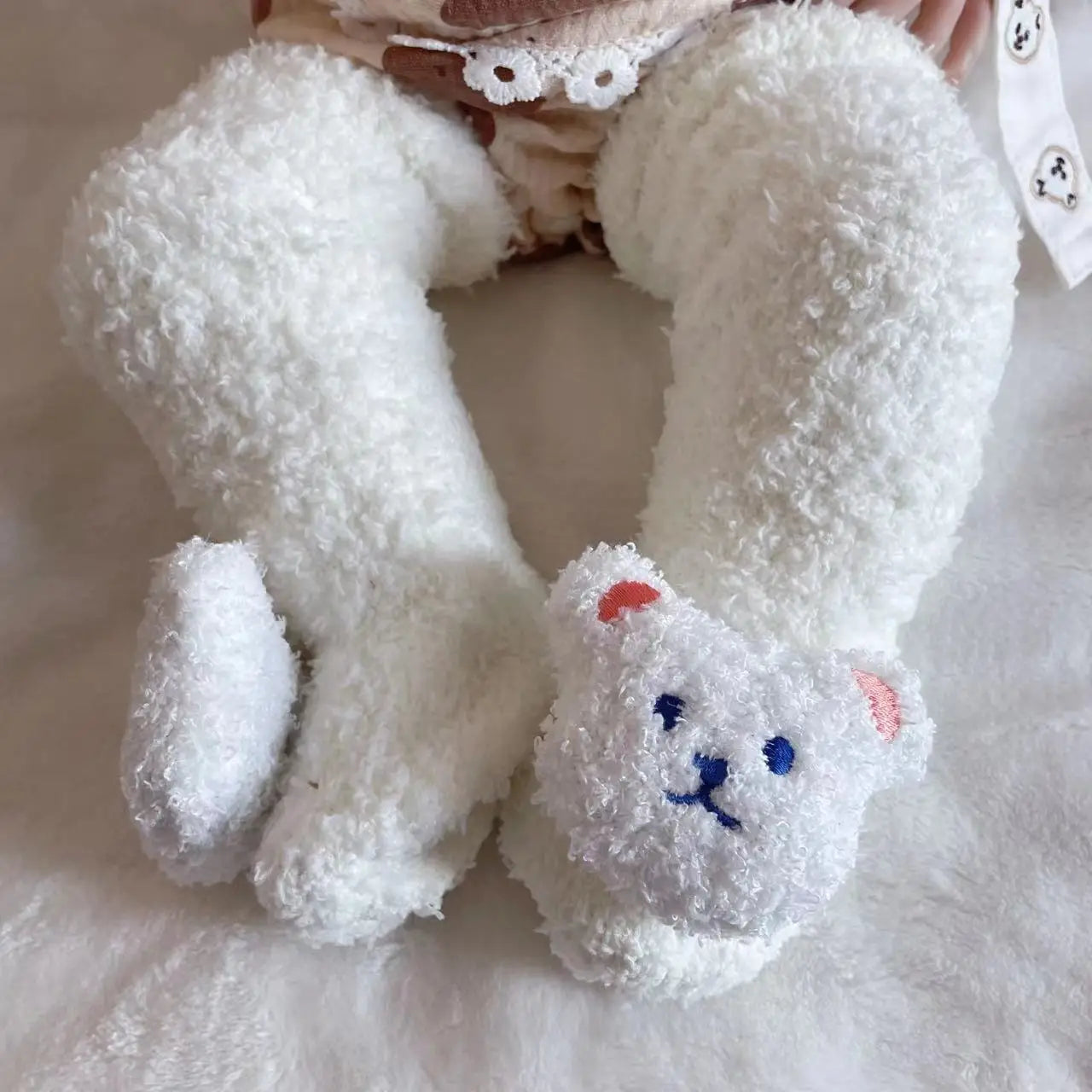 Winter New Baby Fleece Padded Socks Warm Thicken Toddler Girls Floor Socks Cartoon Embroidery Infant Sock Sleeves