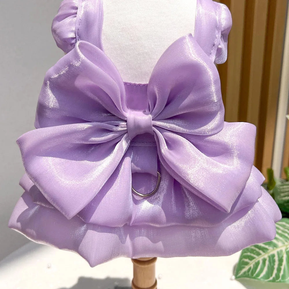 Dog Dress Girl Dog Clothes Pet Apparel Doggie Pink Bowknot Tulle Cat Sequin Clothing Pup Dresses Doggy Attire Birthday