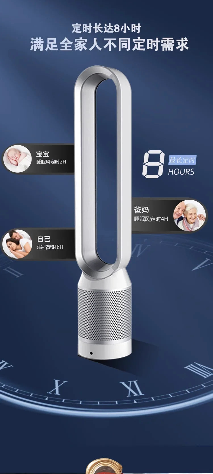 220V Bladeless Fan for Home Ultra Quiet Stand Tower Fan Remote Control Circulating Fan