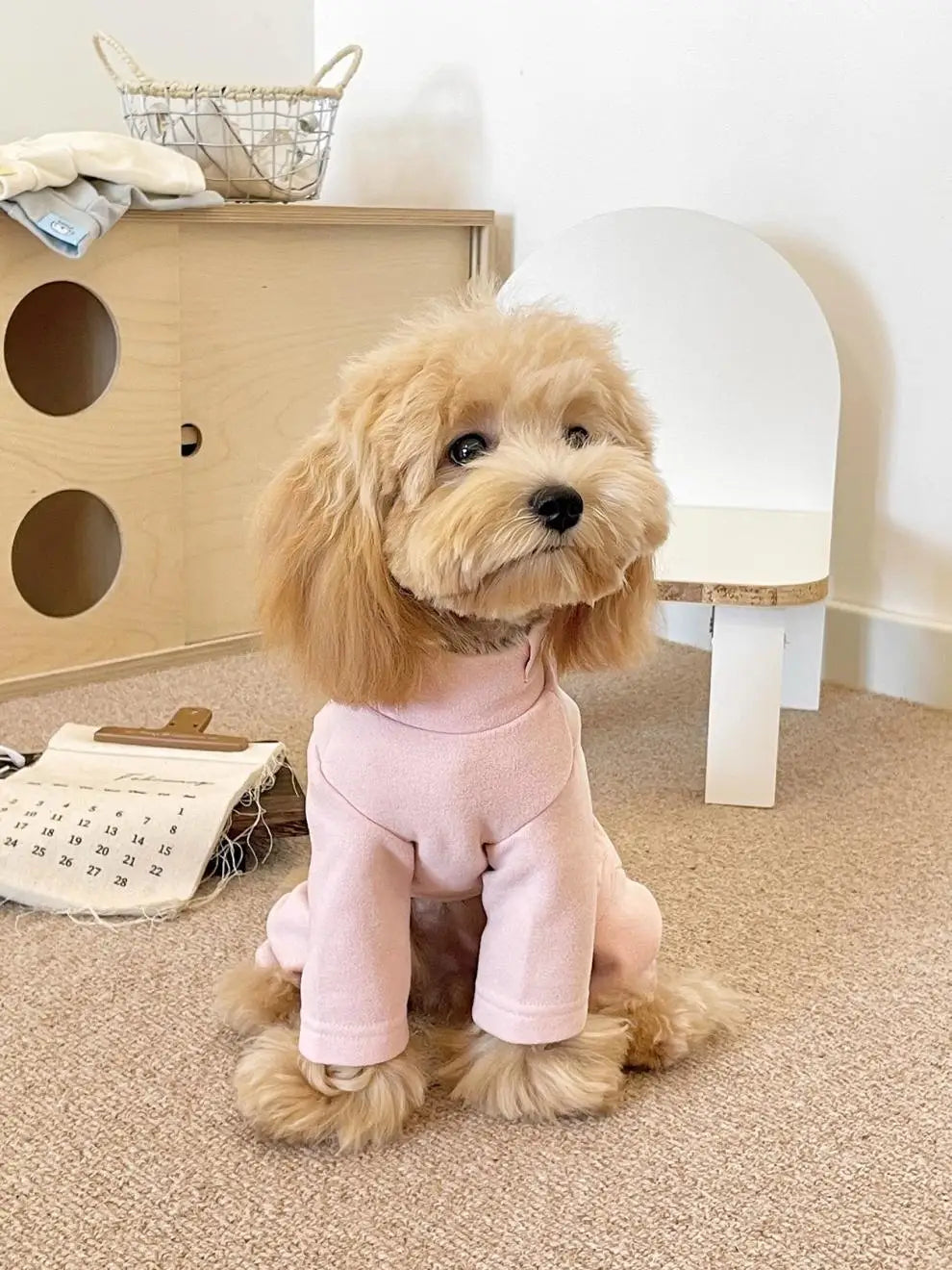 Elastic Pet Jumpsuit Four Legged Pants For Small Medium Dogs Cream Color Cozy Home Base Shirt Winter Warm Dog Clothes