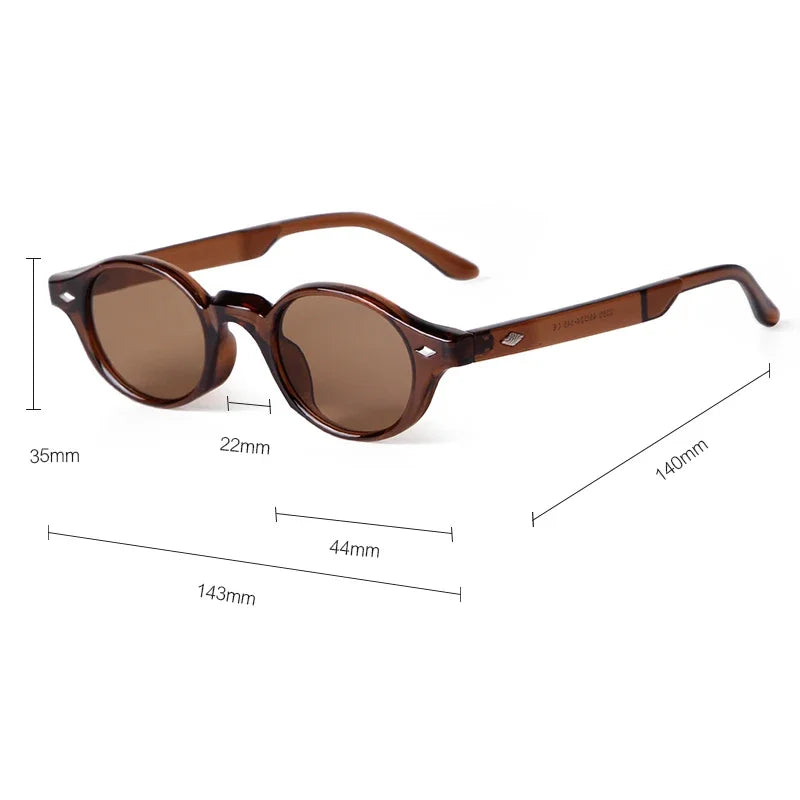 Retro Small Oval Sunglasses Women Brand Design Rivet Blue Tortoise Shell Sun Glasses Outdoor Men Shades Female UV Oculos De Sol