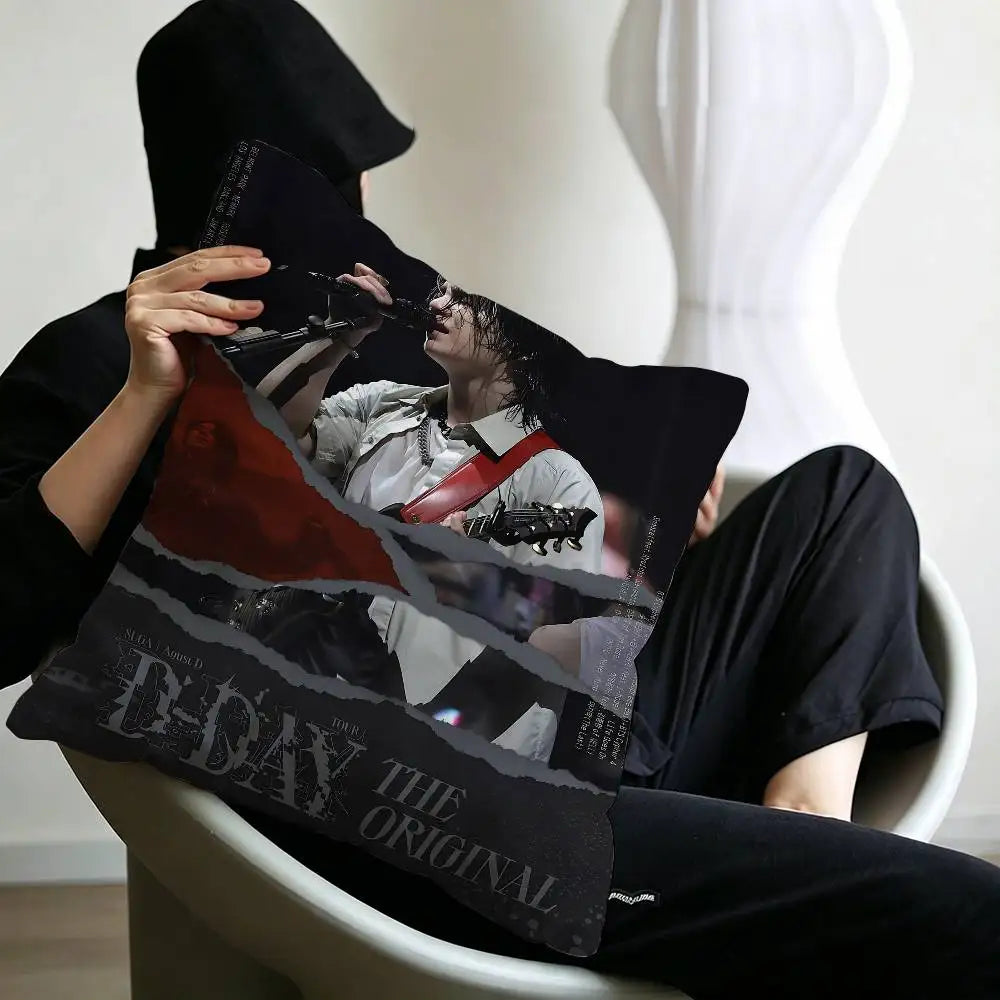 Kpop Singer S-Suga A-Agust D Office Cushion Pillowcase Car Cushion Cover45X45CM Lumbar Pillowcase Sofa Pillowcover