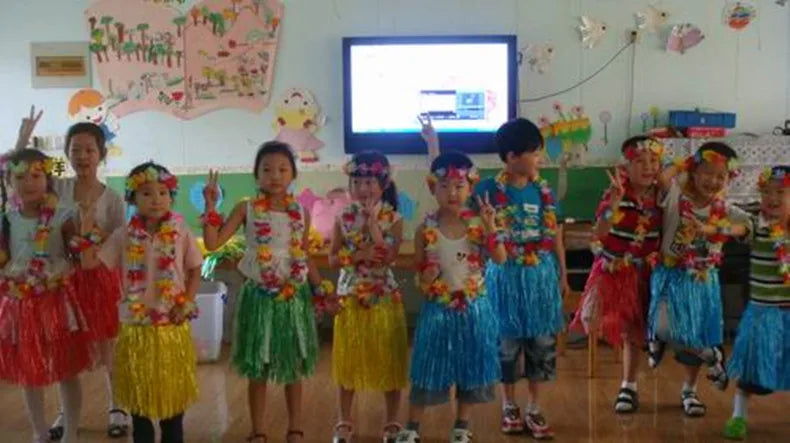 Halloween length30cmHula dance costume with garland for performance, Hawaiian children's hula outfit