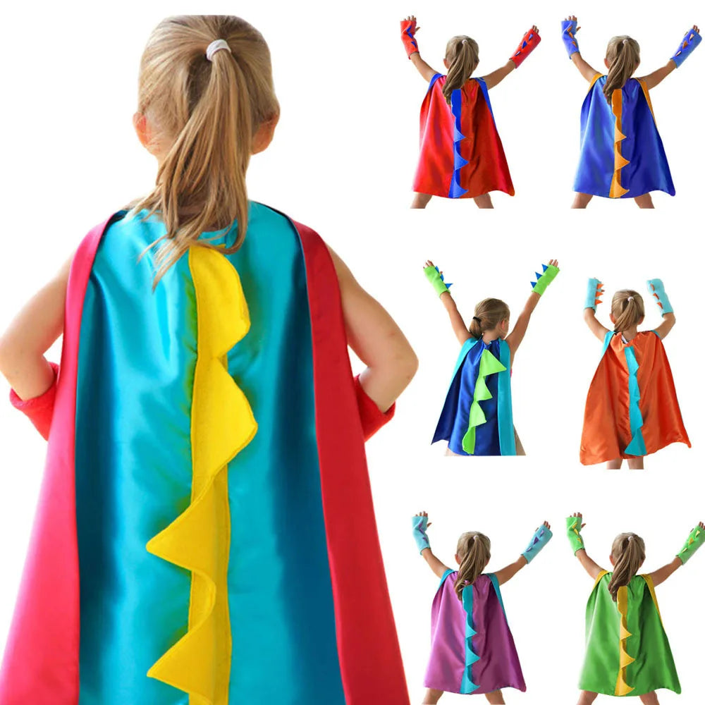 Halloween 7 Colors Dinosaur Costume Cloak with Hat for Boy Birthday Party 70CM Toothless Dragon Fancy Cape Mask Cosplay Costumes