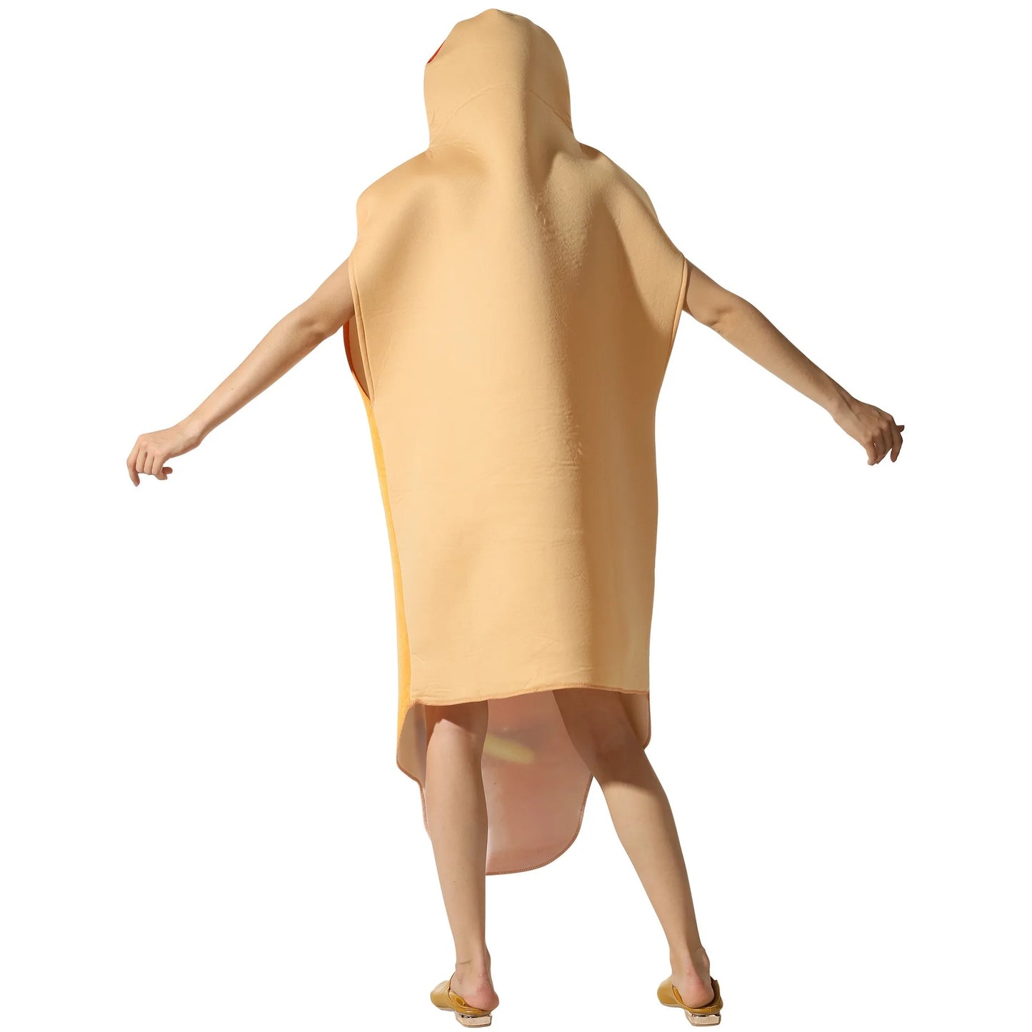 Halloween party costume, hot dog cosplay attire, stage performance outfit, one-piece dress, performance outfit