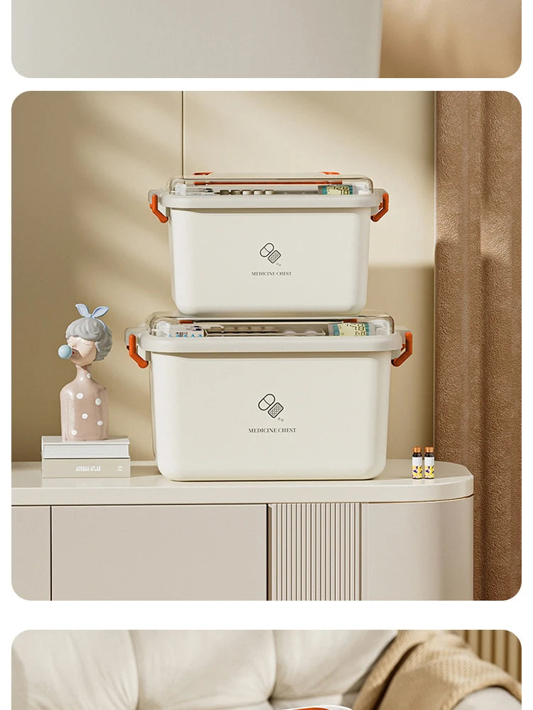 Large Capacity Medicine Box Portable Home First Aid Medical Kit Family Emergency Medicine Box with Multi-layer Drug Storage Case