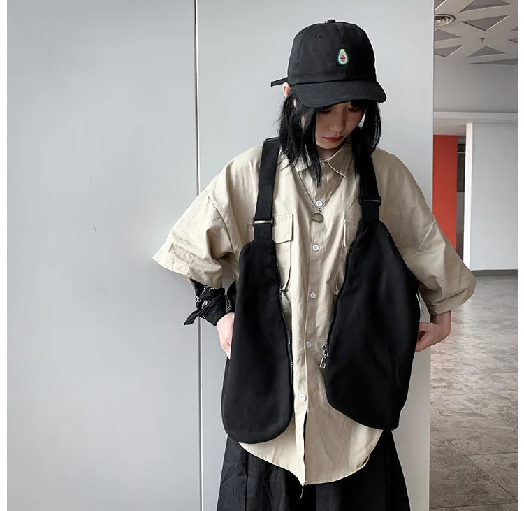 Multifunctional Cargo Vest Chest Bag Men Women Street Hip Hop Backpack Multi-purpose Wearable Crossbody Bags