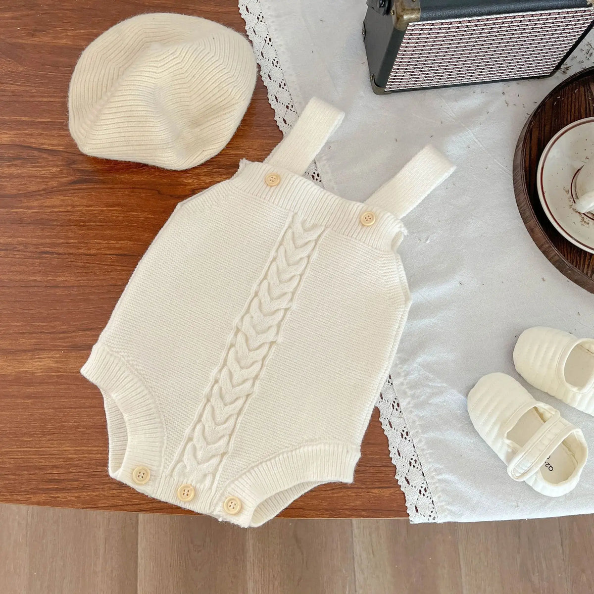 Unisex Baby Girl Clothes Set Spring Autumn Knitted Romper with Cardigan Infant Boy Jumpsuit Outfit Newborn Soft Suspender Suit