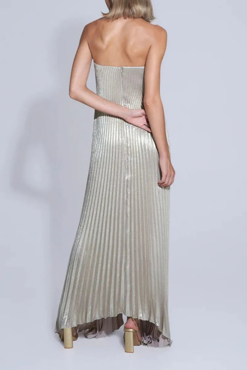 Luxurious Women Folds Party Cocktail Dress Elegant Off Shoulder Celebrity Guest Graduation Evening Floor Length Dress Prom Gown